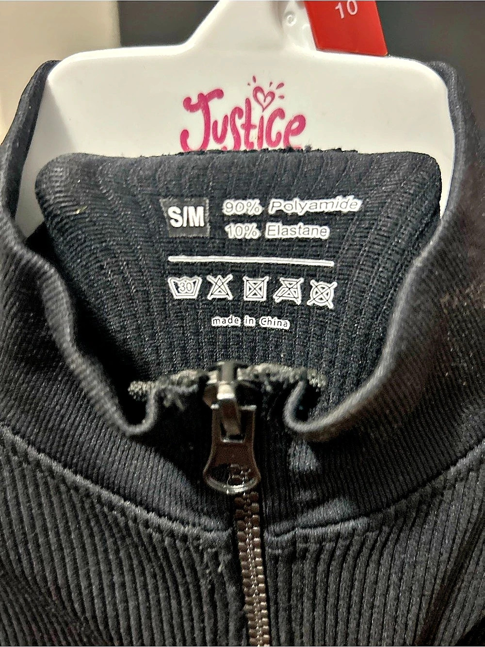 Justice Girls Black Ribbed One-Piece Size 10 - Picture 3 of 3